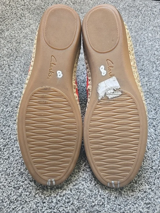 Clarks Artisan Reeney Helen Orange Leather Slip On Espadrille Flats Loafer 8M - Picture 5 of 10